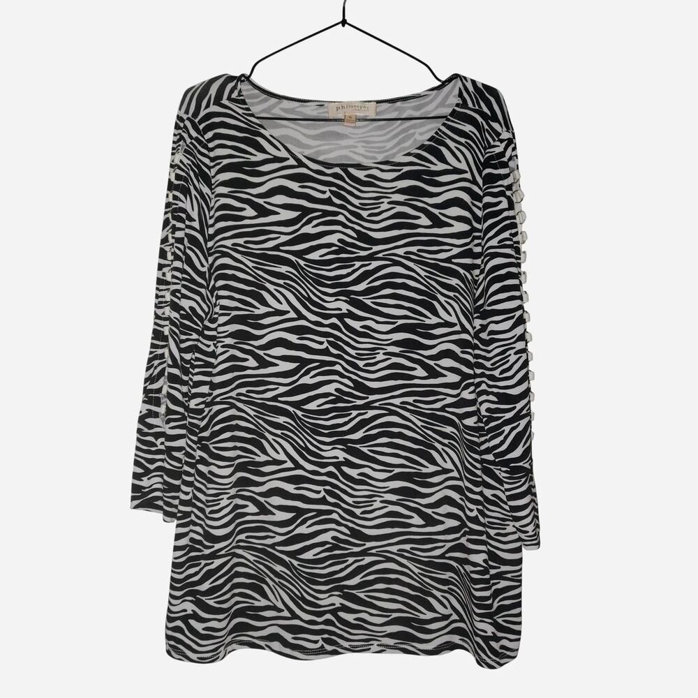 Philosophy Women's Black and White Zebra print blouse